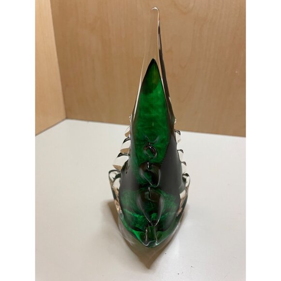 Blown Glass Clear and Green Pine Tree Signed - Picture 2 of 7